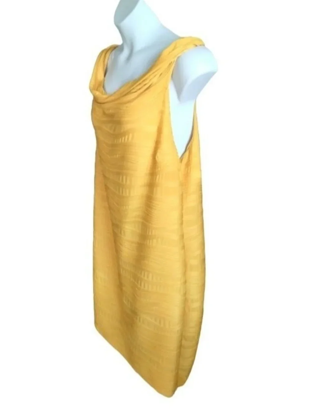 Ashley Stewart Plus Size 26 Dress Cowl Neck Yellow Textured Sleeveless